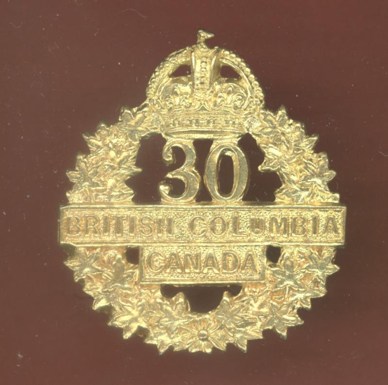 Canadian 30th Battalion, 2nd British Columbia WW1 CEF cap badge
