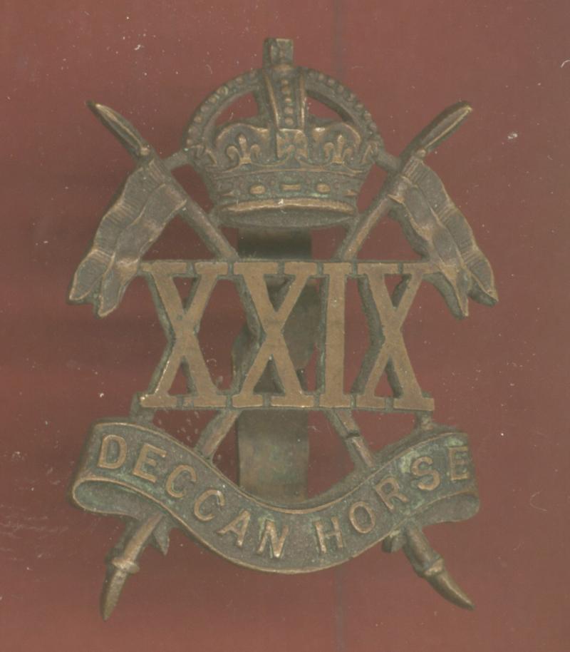 Indian Army. 29th Deccan Horse WW1 Officer’s OSD cap badge.