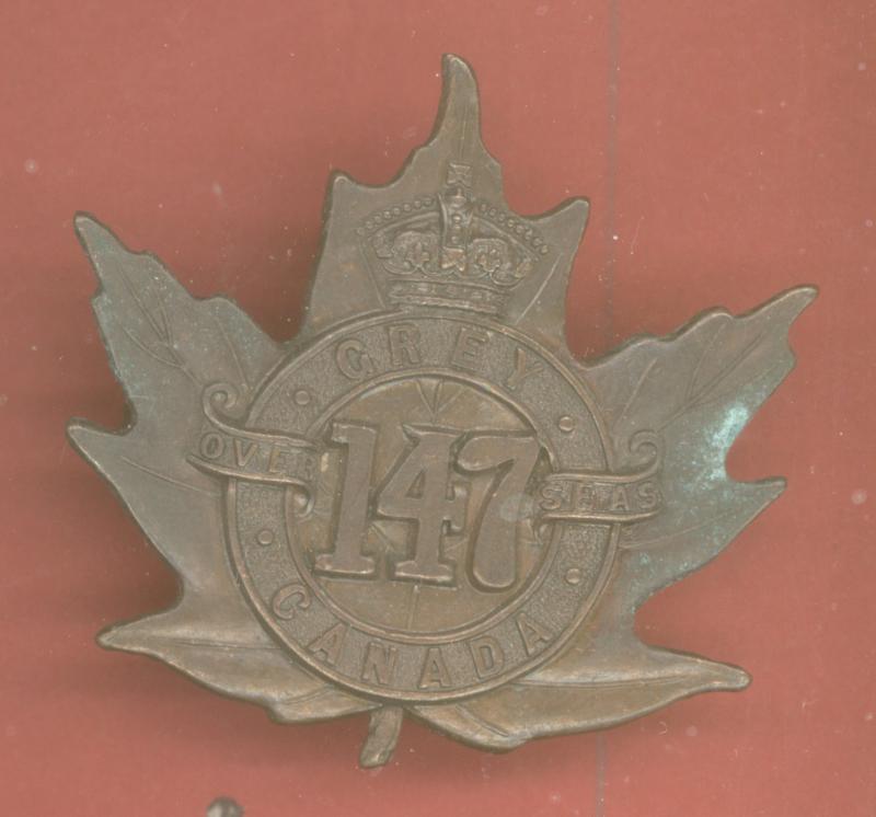 Canadian 147th Grey County Bn. WW1 CEF cap badge