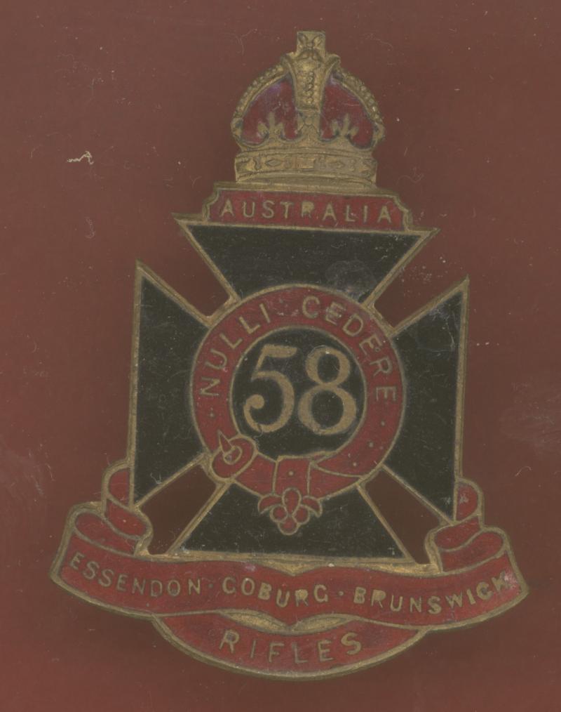 Australian 58th Infantry Battalion (Essendon Rifles) slouch hat badge