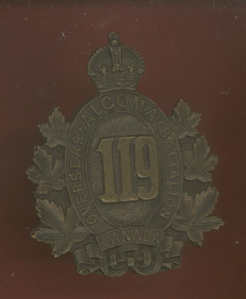 Canadian 119th Sault Ste. Marie, Ontario Bn. WW1 CEF cap badge
