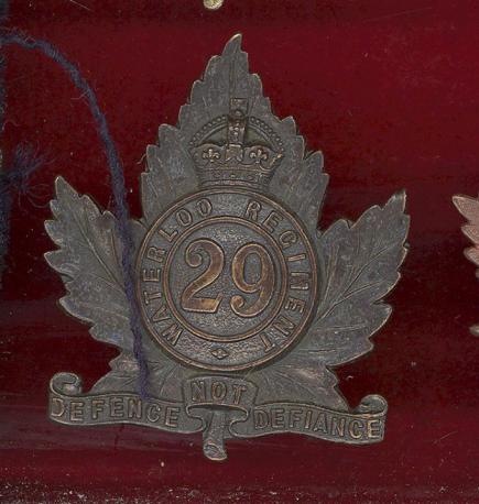 Canadian Militia 29th Waterloo Regt. cap badge