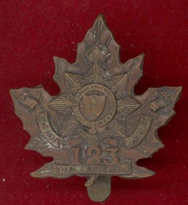 Canadian 123rd Toronto Bn. WW1 CEF cap badge 