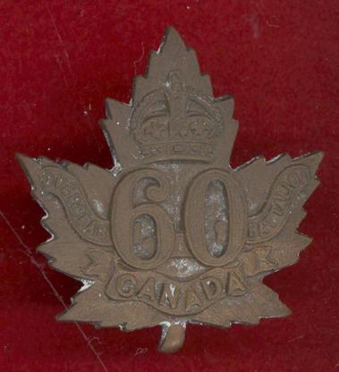 Canadian 60th Montreal Bn. WW1 CEF cap badge 