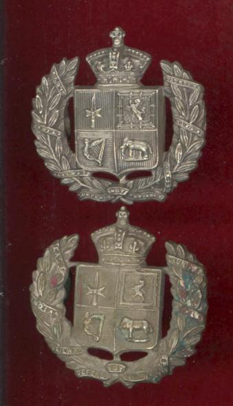 Indian Army ; East India Railway Volunteer Corps WW1 collar badges