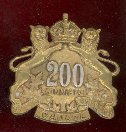 Canadian 200th (Winnipeg) Bn. WW1 CEF Officer's cap  badge