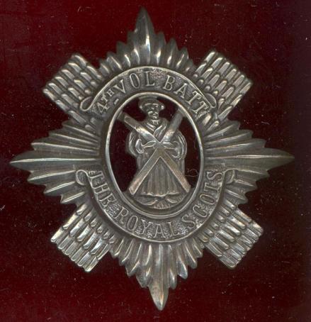 4th VB Royal Scots white metal glengarry badge circa 1888-1908 