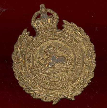 Rhodesia British South African Police helmet / cap badge 