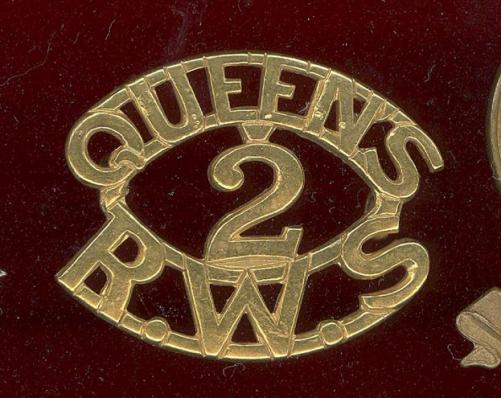 QUEEN'S / 2 / R.W.S. 2nd Bn. Queen's Royal West Surrey Regt.Victorian Officer's  shoulder titles
