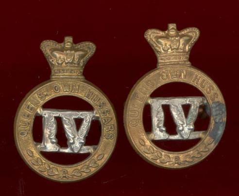 4th Queen?s Own Hussars Victorian OR?s collar badges 