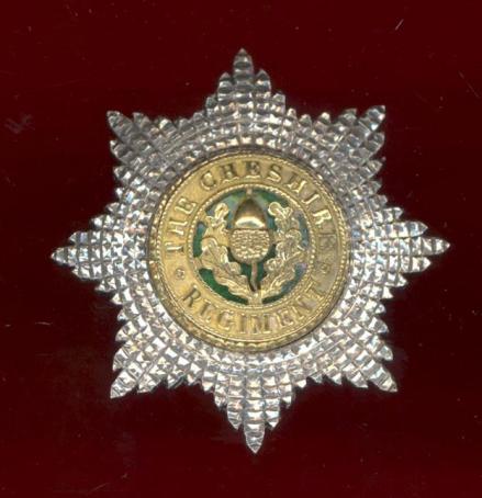 The Cheshire Regiment. Officers silver cap badge 