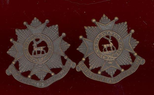 Bedfordshire & Hertfordshire Regiment Officer's  OSD collar badges