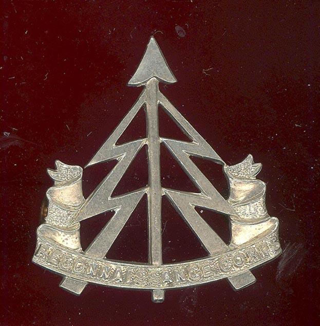 Reconnaissance Corps WW2 white metal beret badge