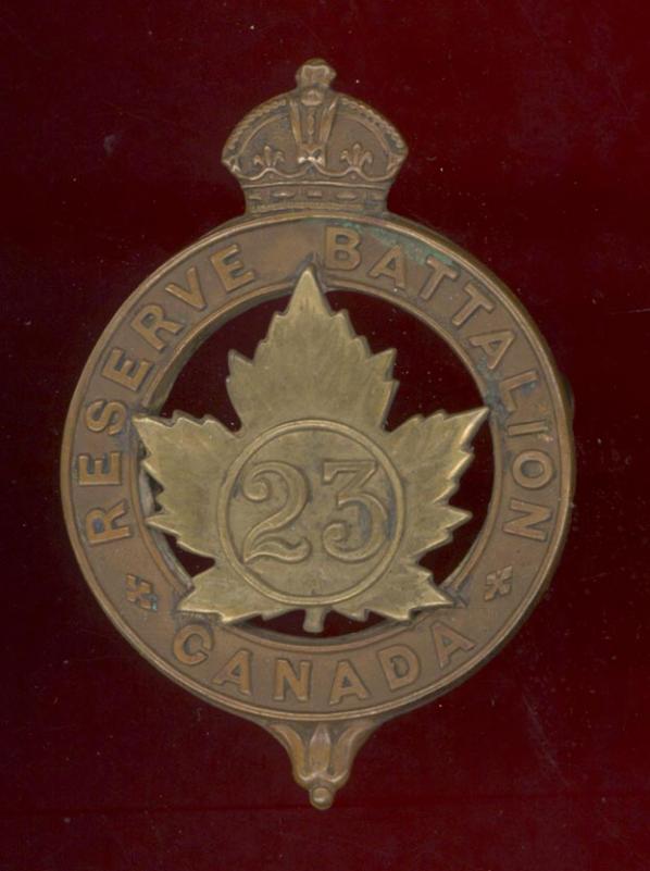 Canadian 23rd Reserve Regiment WW1 CEF cap badge