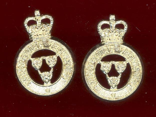 Shropshire Yeomanry staybright collar badges
