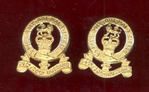14th/20th King's Hussars Oficer's dress collar badges