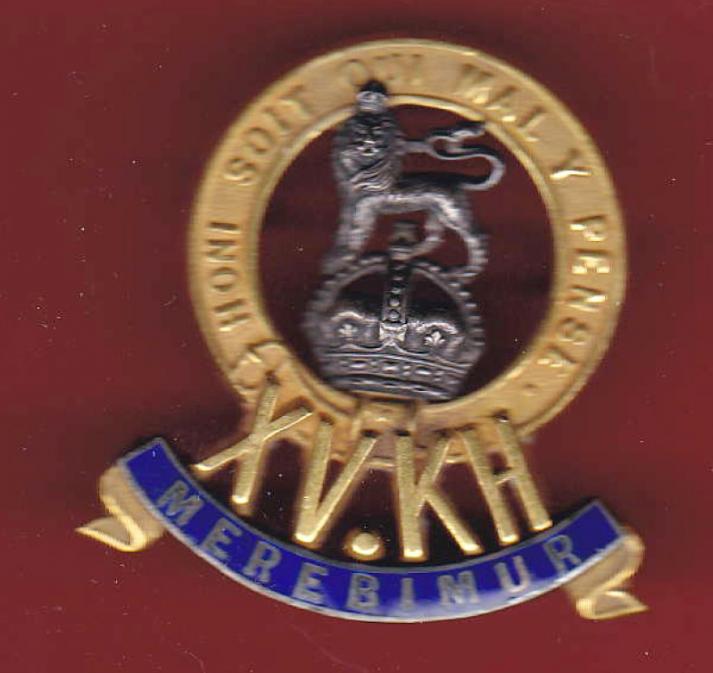 15th King's Hussars Edwardian Officer's cap badge