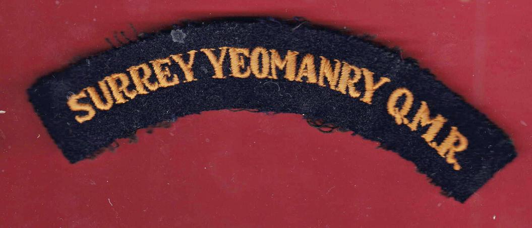 SURREY YEOMANRY Q.M.R. WW2 cloth shoulder title