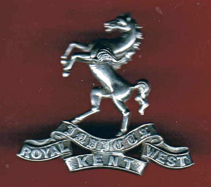 Royal West Kent Regt. Officer's WW2 H/M silver cap badge