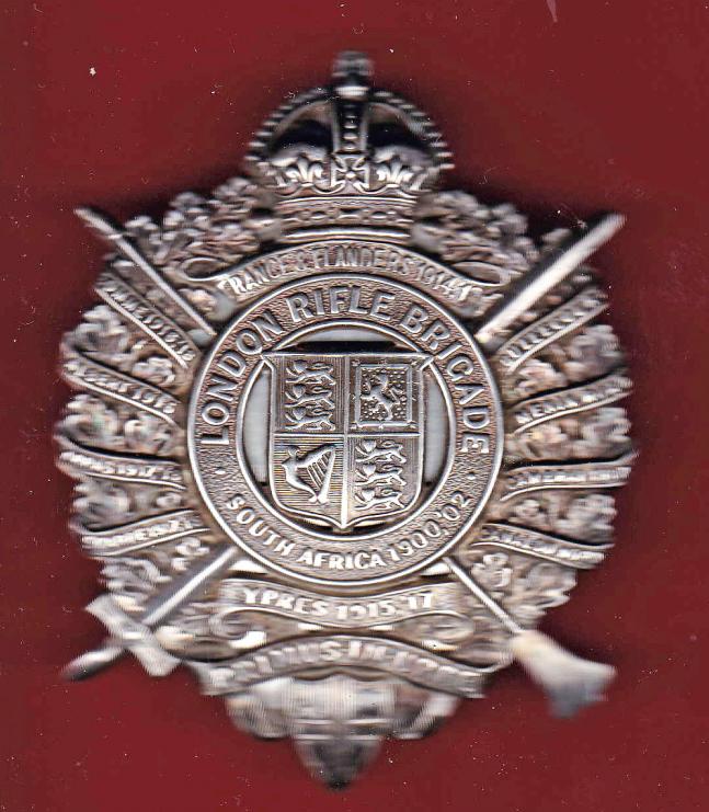 London Rifle Brigade Officer’s H/M silver pouch belt plate.