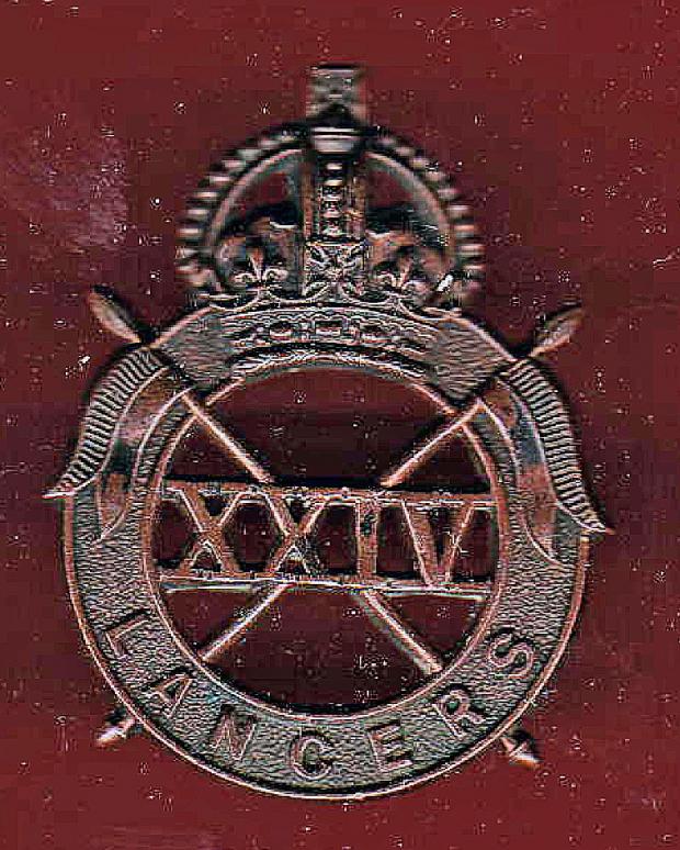 24th Lancers WW2 Officer's OSD cap badge