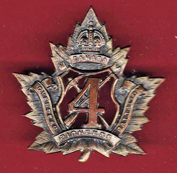 Canadian 4th  Pioneer Bn. WW1 CEF cap badge