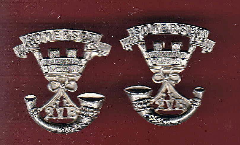 2nd VB Somerset Light Infantry Victorian collar badges