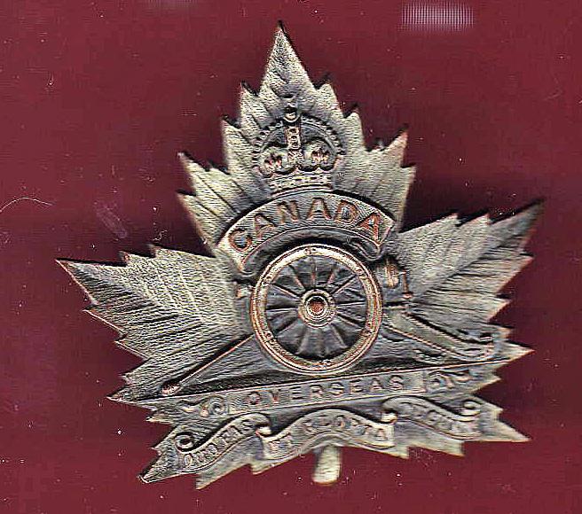 Canadian Field Artillery WW1 CEF Maple Leaf cap badge