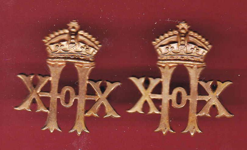 20th Hussars Victorian OR's collar badges