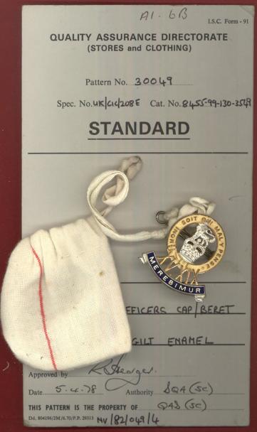 15th/19th King's Hussars Officer's cap badge sealed pattern card