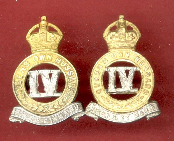4th Queen's Own Hussars Officer's collar badges