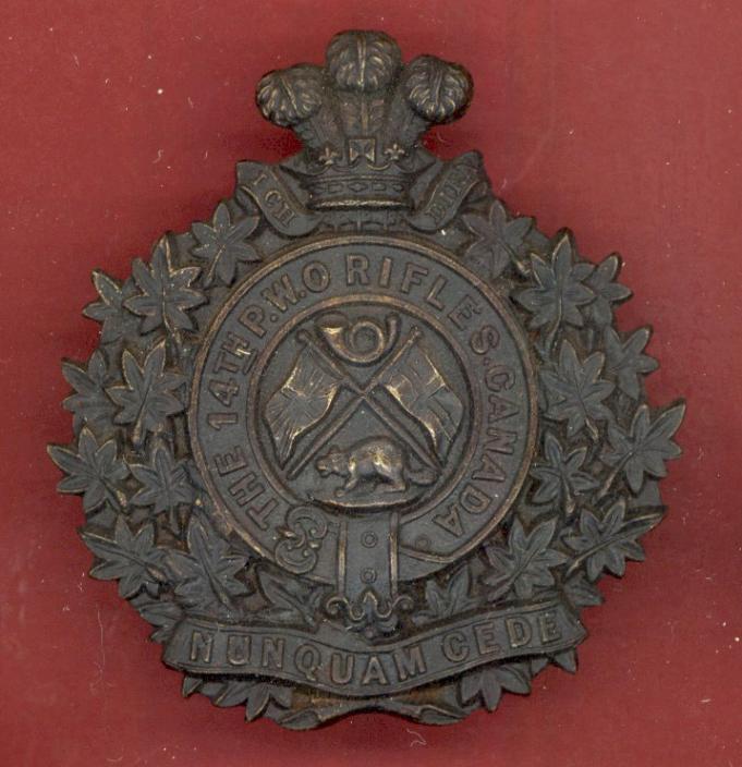 Canadian Militia 14th Bn. (Princess of Wales Own Rifles) glengarry badge