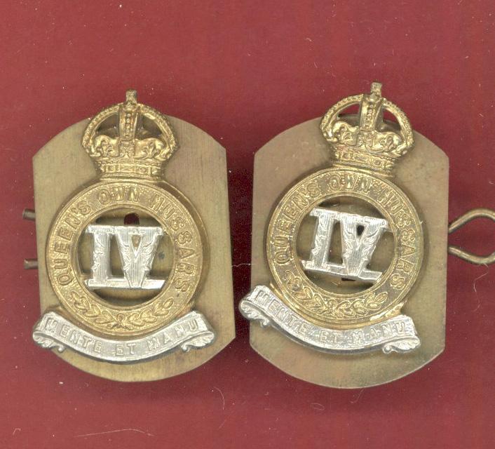 4th Queen's Own Hussars K/C collar badges