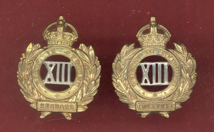 13th Hussars WW1 OR's collar badges