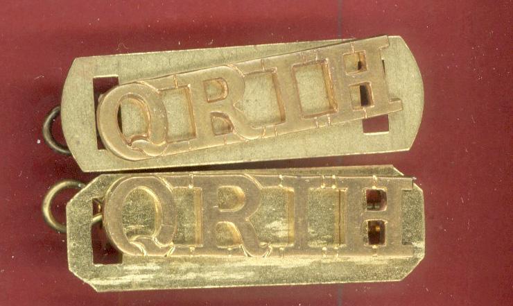 Q.R.I.H. Queen's Royal Irish Hussars Officer's shoulder titles