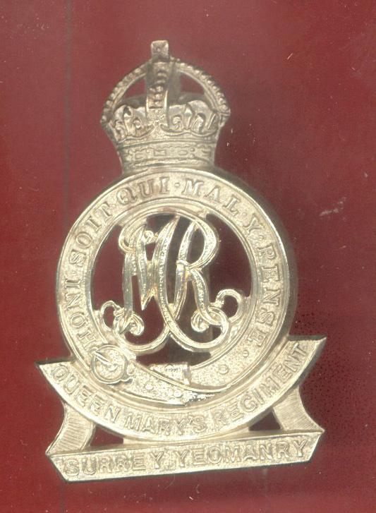 QMR Surrey Yeomanry WW2 OR' cap badge