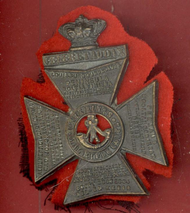 King's Royal Rifle Corps Victorian OR's glengarry badge