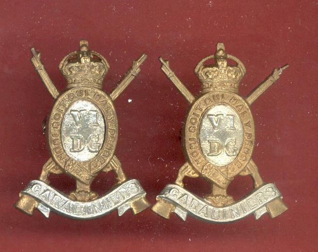 6th Dragoon Guards Carabiniers WW1 OR's collar badges