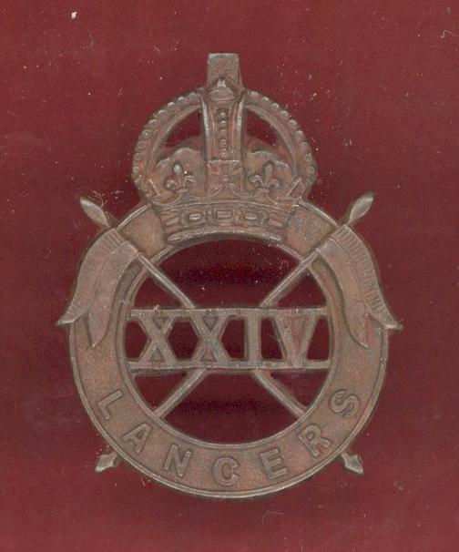24th Lancers WW2 Officer's OSD cap badge