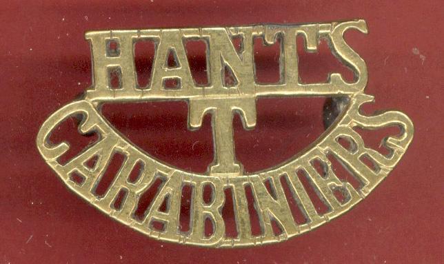 HANTS / T / CARABINIERS WW1 shoulder title