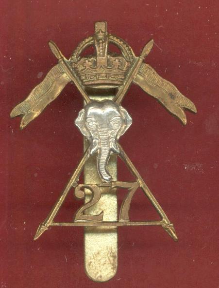 27th Lancers WW2 OR's cap badge