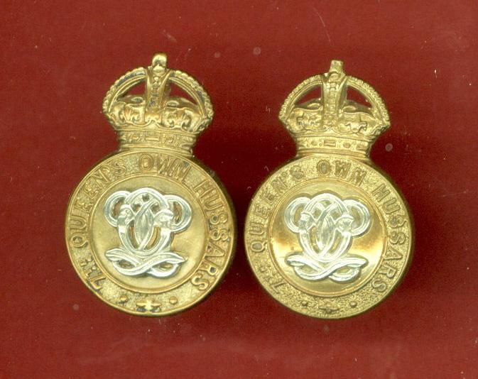 7th Queen's Own Hussars OR's collar badges