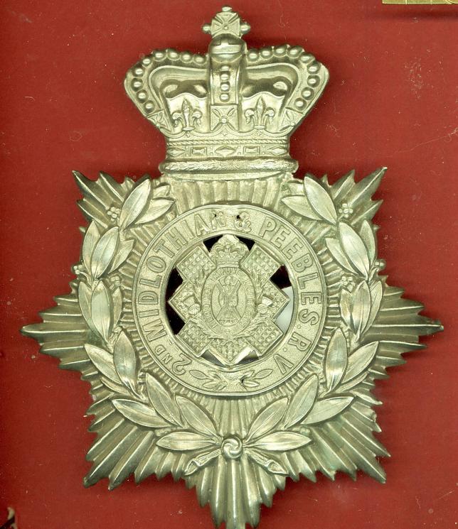 Scottish 2nd Midlothian & Pebbles R.V. Victorian Helmet Plate