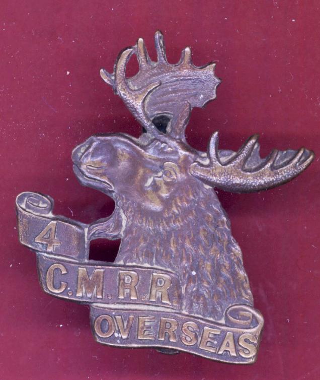 4th Canadian Mounted Rifles Regt WW1 CEF cap badge