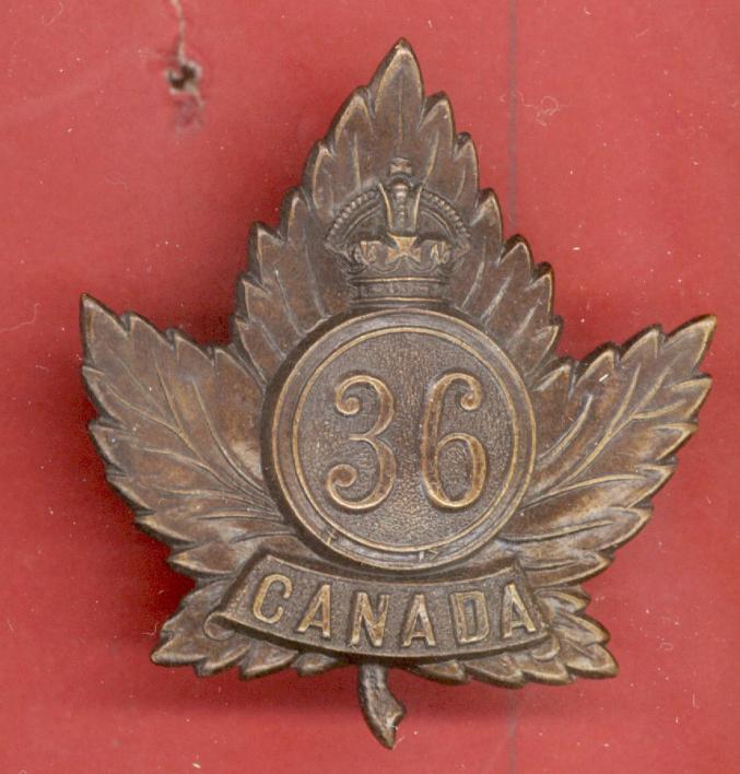 Canadian 36th Hamilton Oversea's Bn. CEF WW1 cap badge