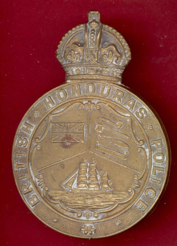 British Colonial British Honduras Police helmet plate