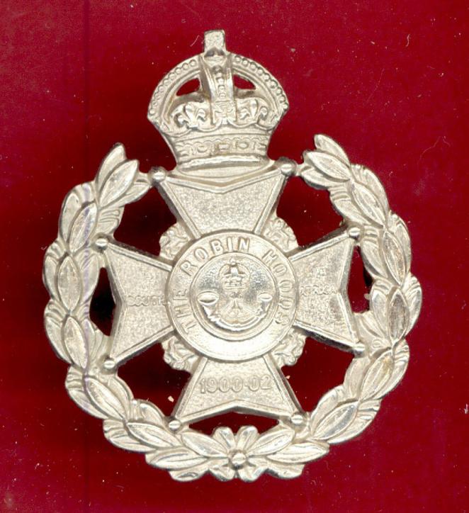 The Robin Hood Rifles WW1 OR's cap badge