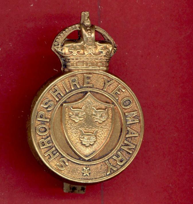 Shropshire Yeomanry WW1 OR's cap badge
