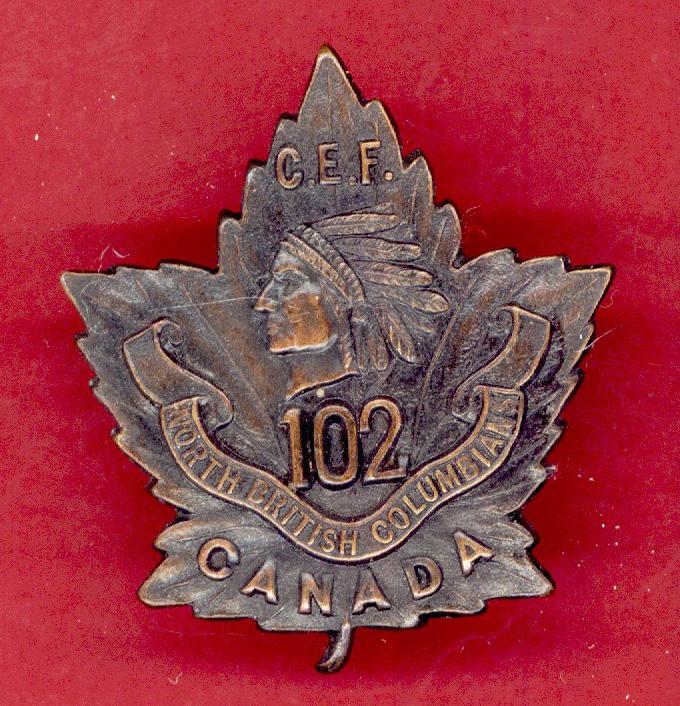 Canadian 102nd North British Columbians Battalion WW1 CEF cap badge