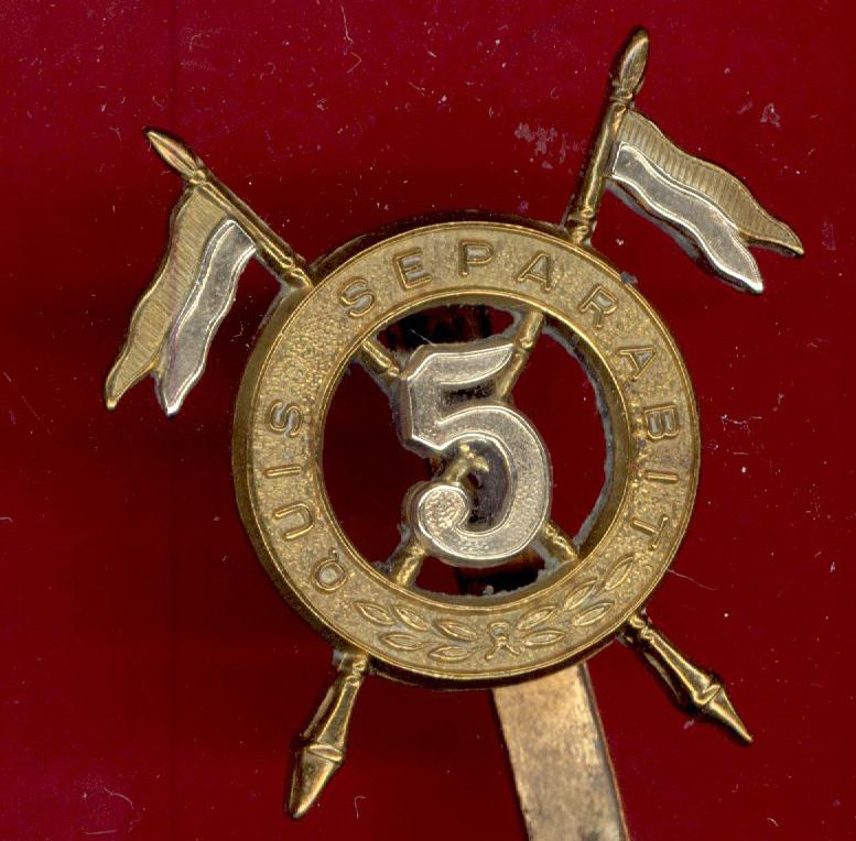 5th Royal Irish Lancers WW1 Indian made  cap badge